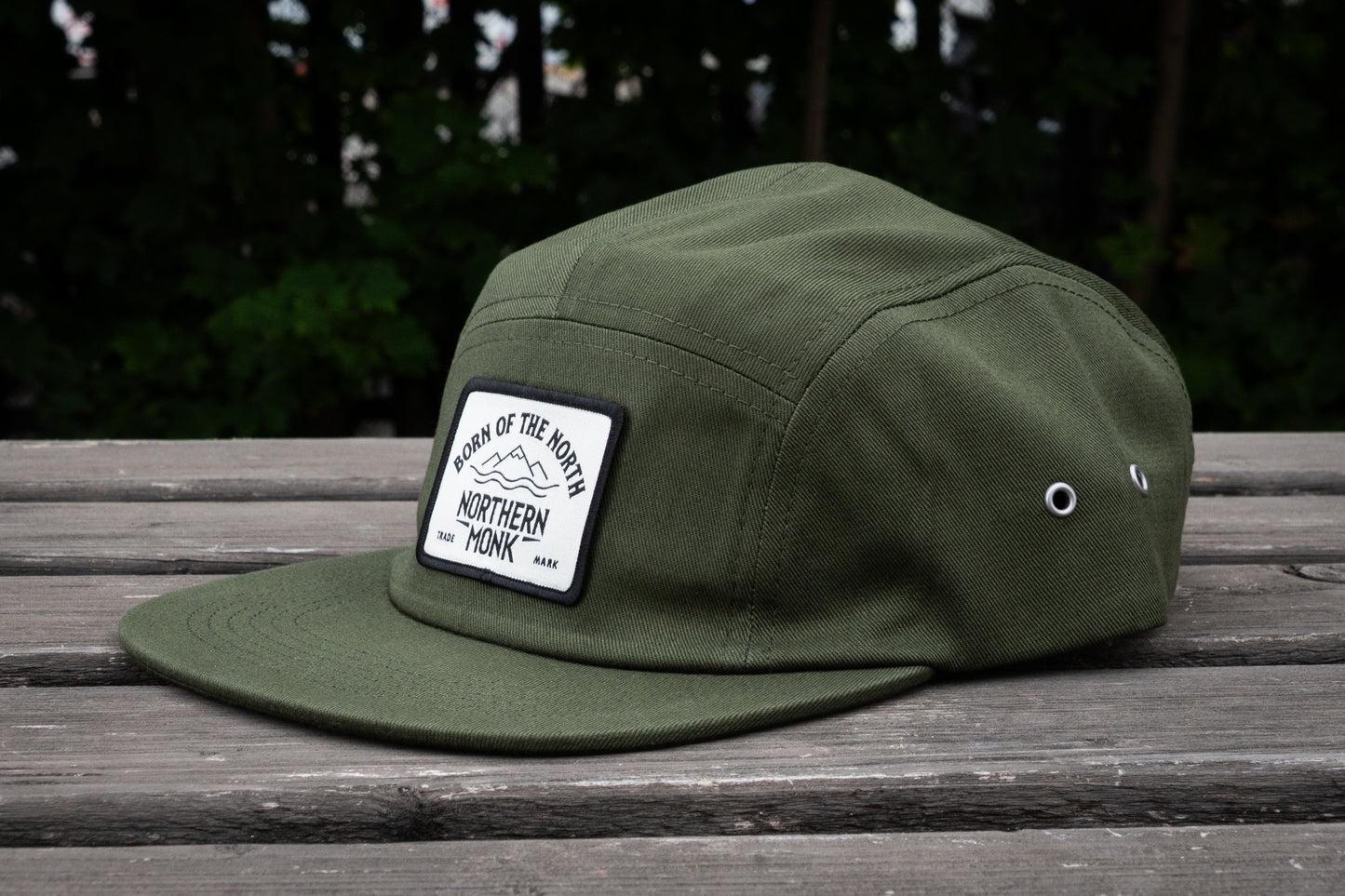 ARMY GREEN PANEL CAP WITH RECTANGLE PATCH
