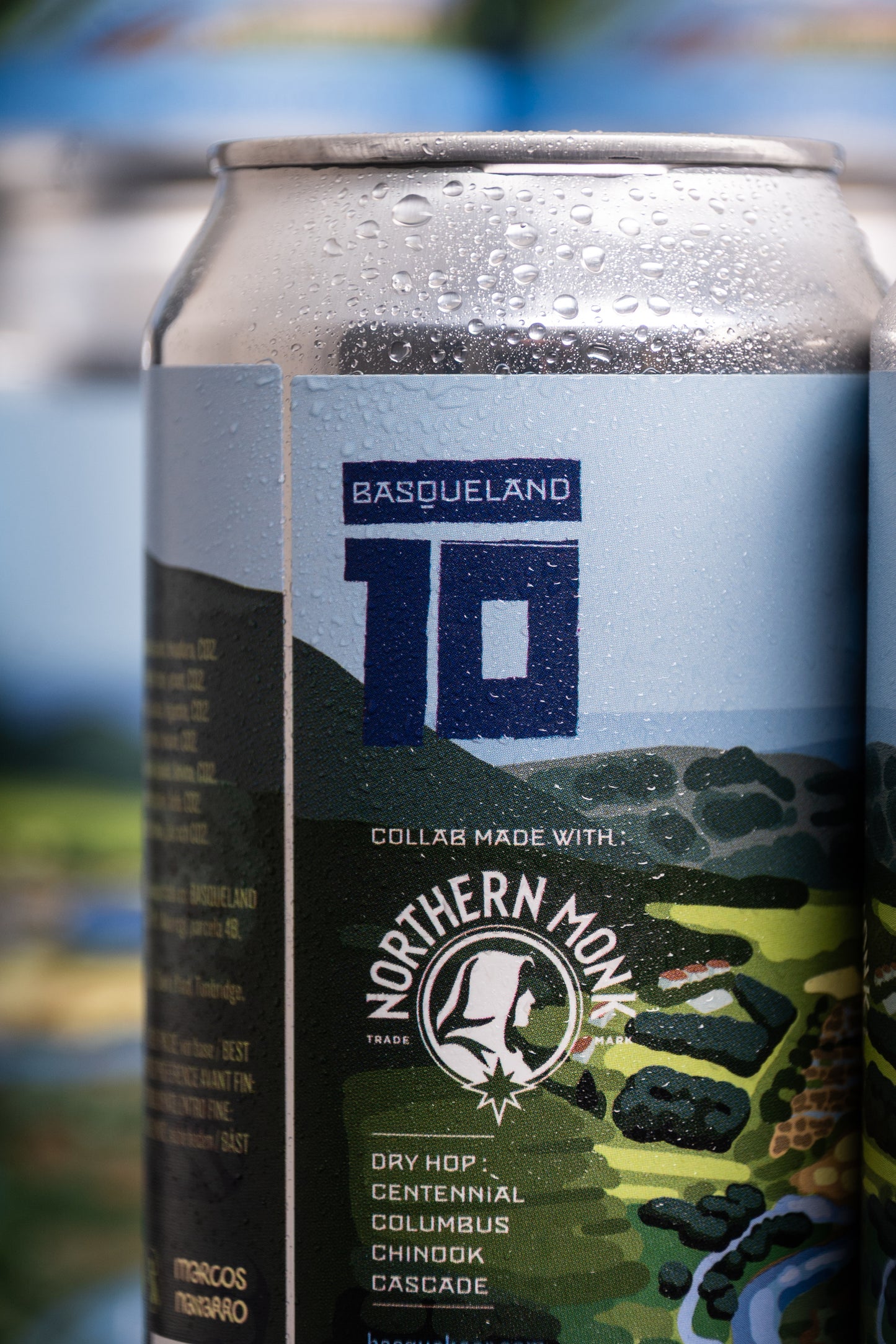 Beer can with Basqueland and Northern Monk branding