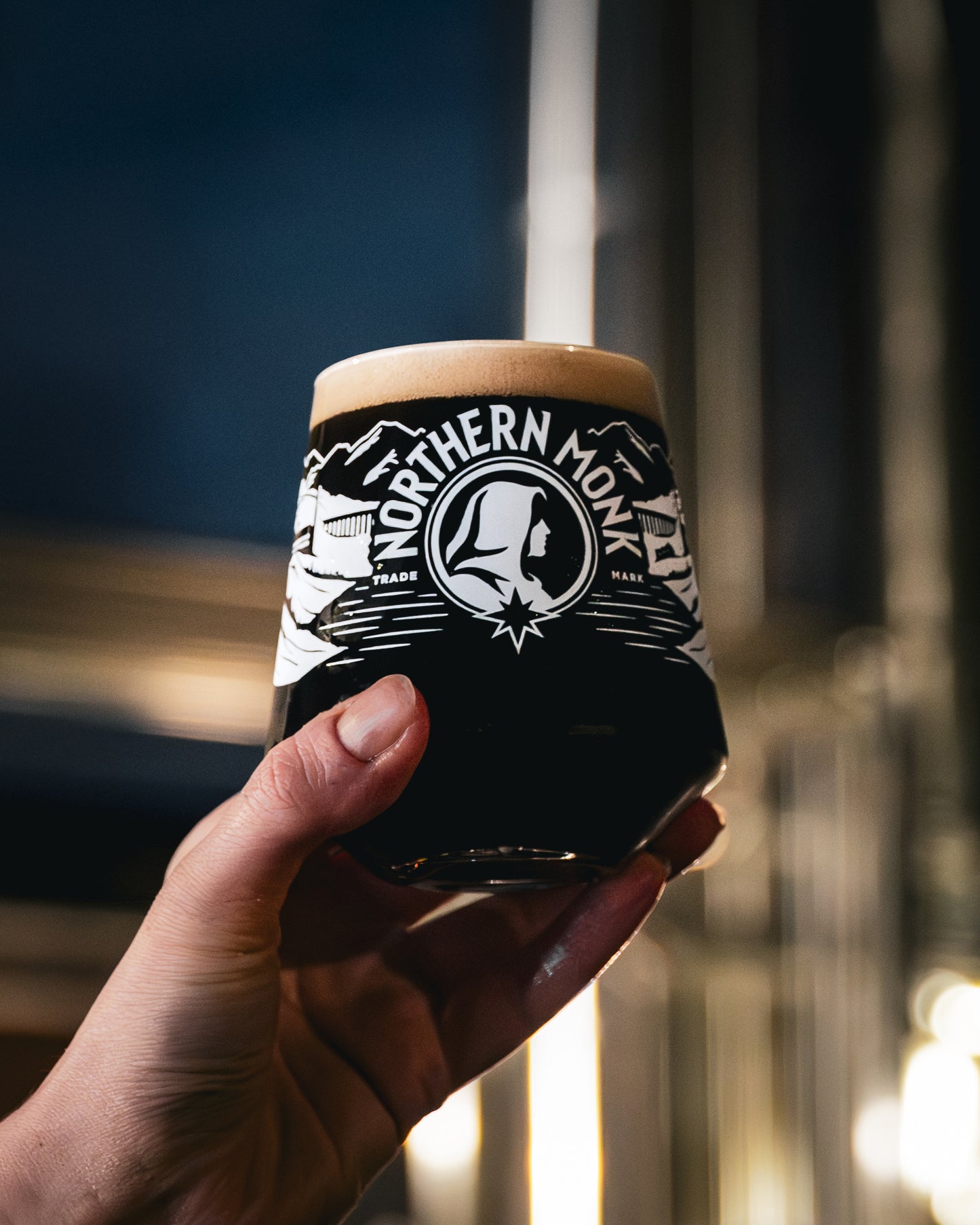 Dark Faith Black IPA in a Northern Monk glass