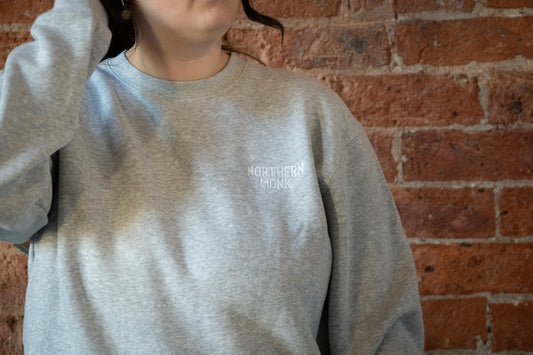 GREY EMBROIDERED NORTHERN MONK SWEATER