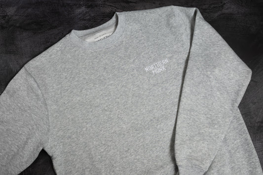 GREY EMBROIDERED NORTHERN MONK SWEATER