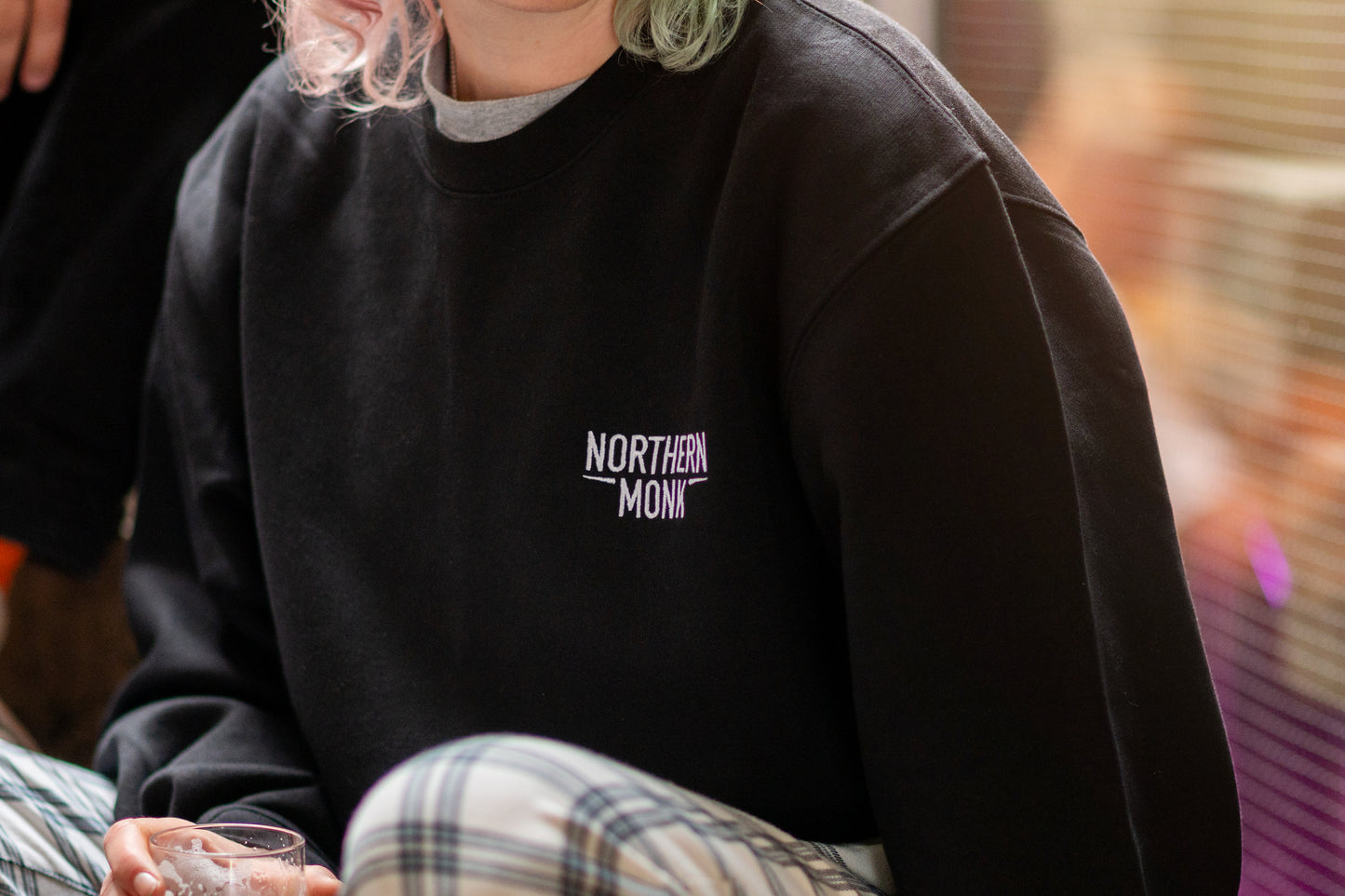 BLACK EMBROIDERED NORTHERN MONK SWEATER