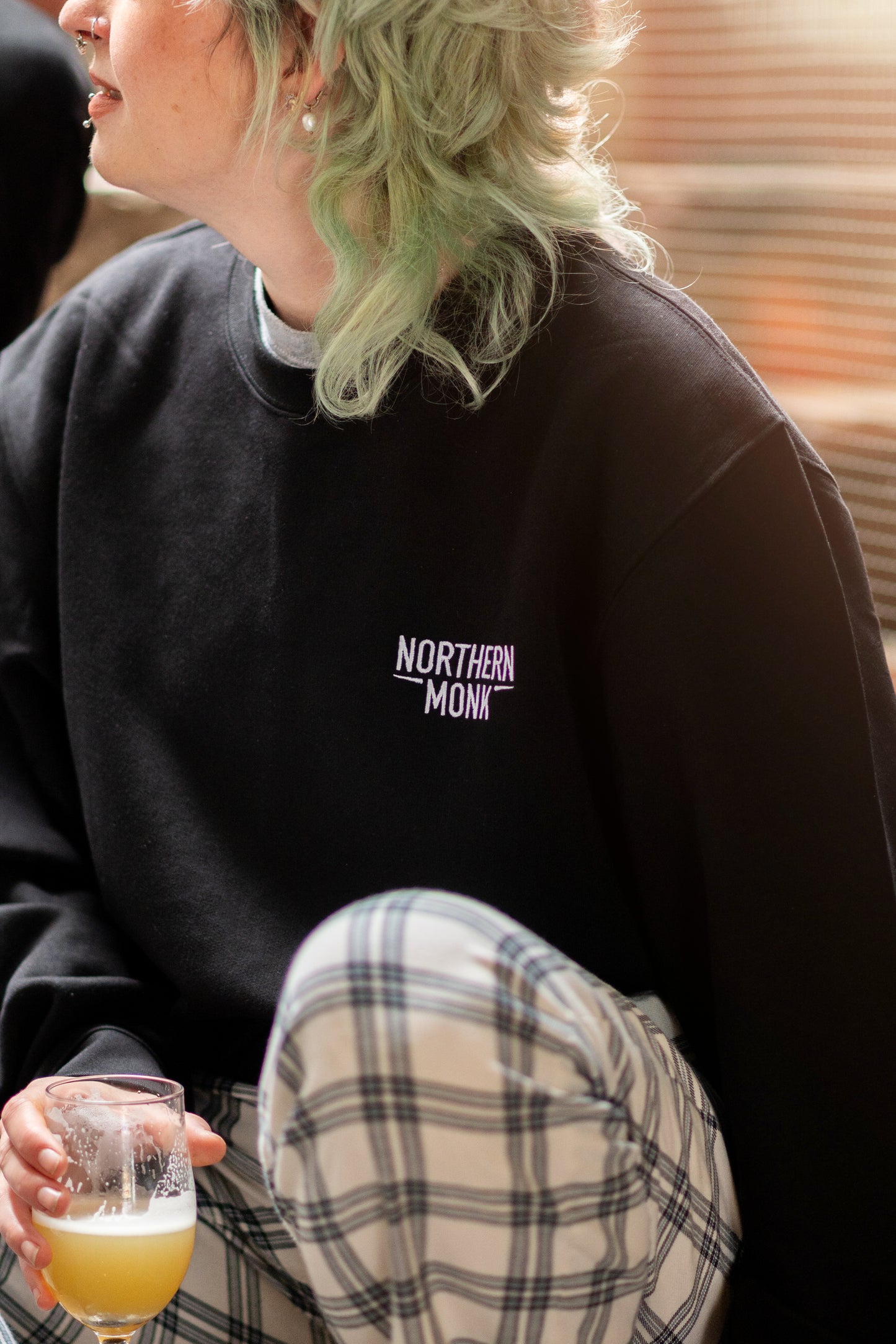 BLACK EMBROIDERED NORTHERN MONK SWEATER