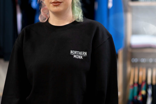 2023 VINTAGE BLACK EMBROIDERED NORTHERN MONK SWEATER