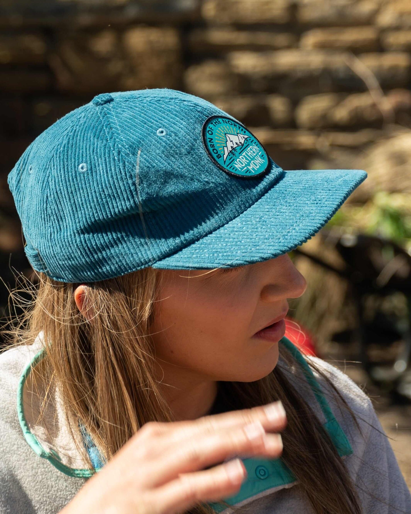 SLATE BLUE CORD CAP WITH CIRCLE PATCH